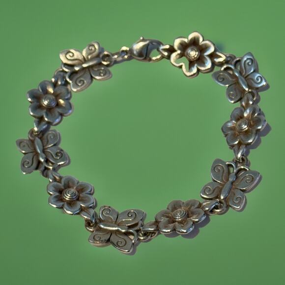 James Avery Retired HTF Silver Butterflies In Bloom Flower Bracelet 7 3/4” - Picture 1 of 14